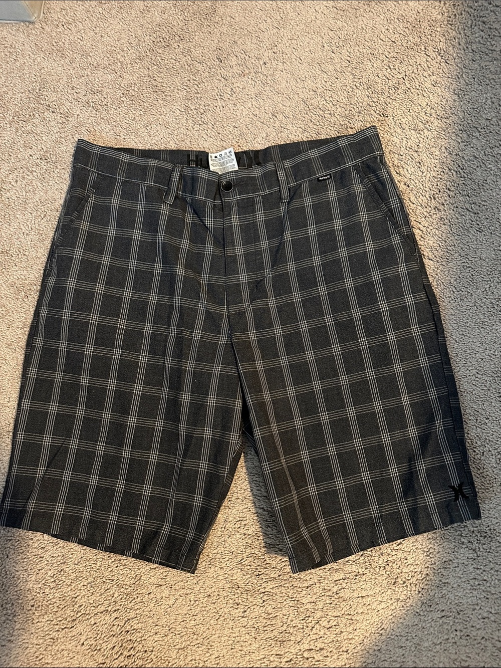 Hurley Gray  Plaid Flat Front Shorts